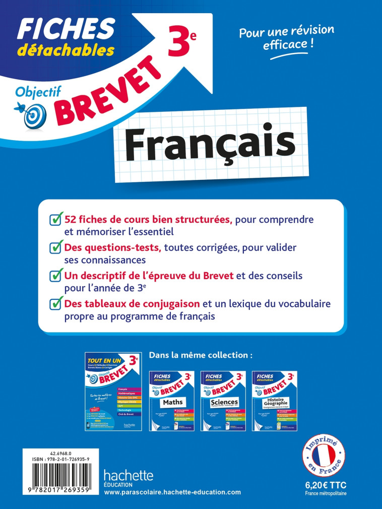 Objectif Brevet - Fiches Français 3e - Isabelle De Lisle - HACHETTE EDUC