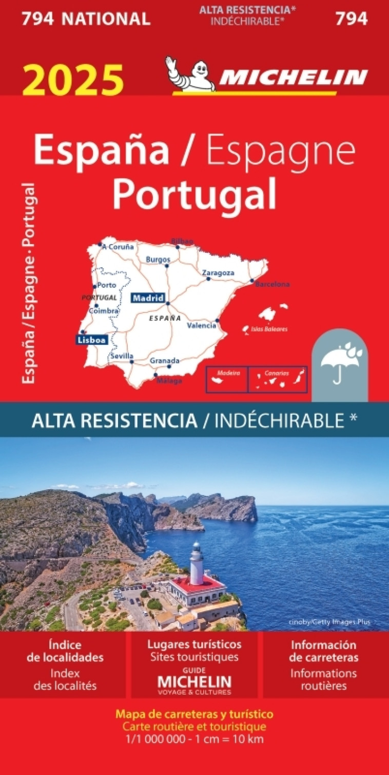 Carte Nationale Espagne, Portugal  2025 - INDECHIRABLE - XXX - MICHELIN