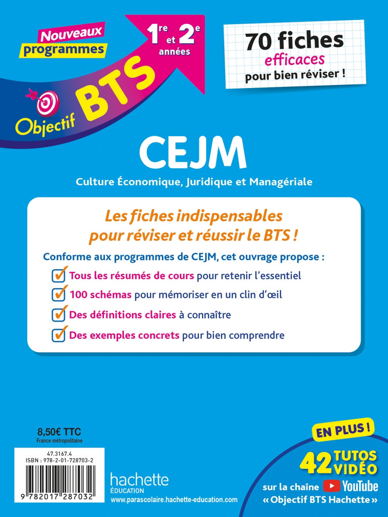 Objectif BTS - CEJM - 70 fiches efficaces pour bien réviser - 2025 - Marc Geronimi - HACHETTE EDUC