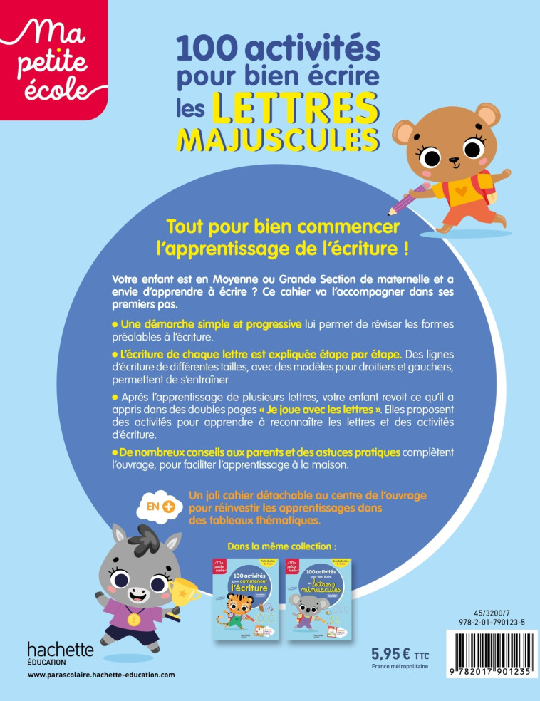 Ma petite école - 100 activités pour bien écrire les lettres majuscules - Moyenne et Grande Sections - Marion Fallot - HACHETTE EDUC