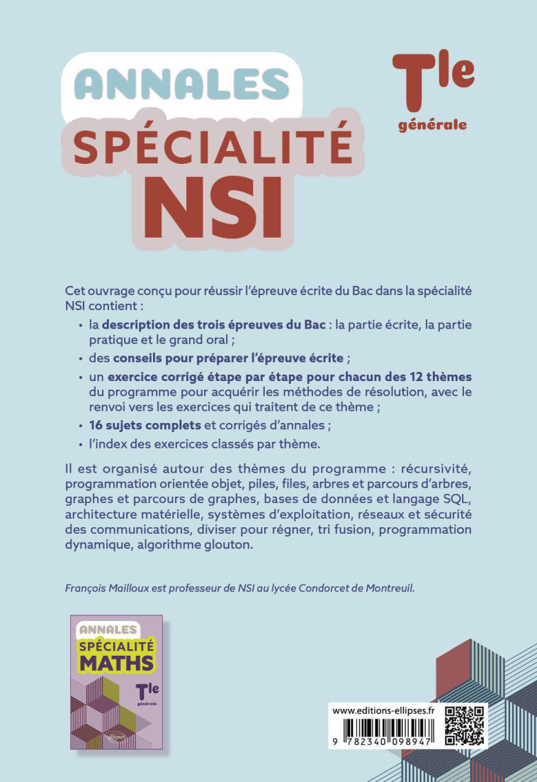 Annales Spécialité NSI. Terminale générale - François Mailloux - ELLIPSES