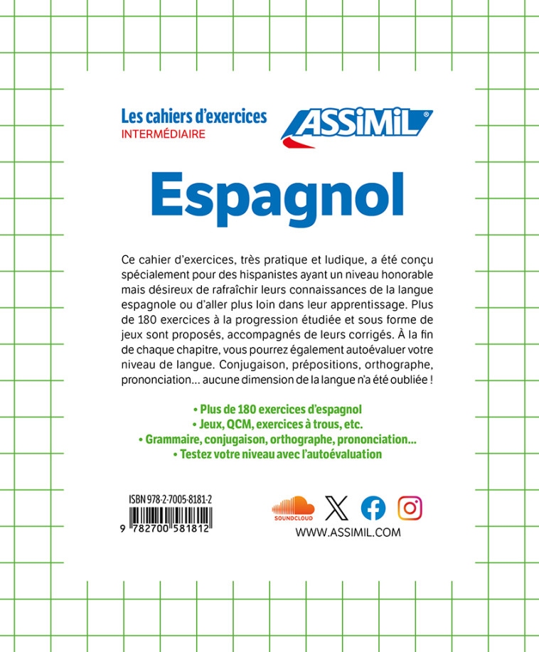 Espagnol Intermédiaire (cahier d'exercices) - Juan Córdoba - ASSIMIL