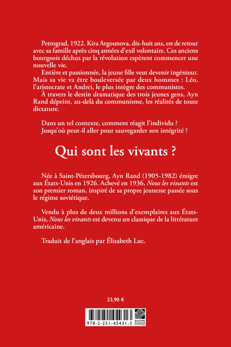 Nous les vivants - Ayn Rand - BELLES LETTRES