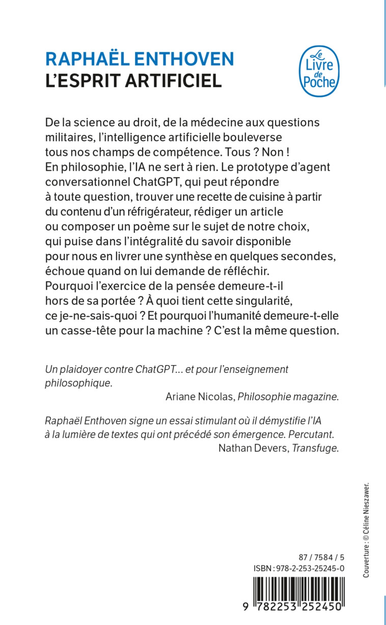 L'Esprit artificiel - Raphaël Enthoven - LGF