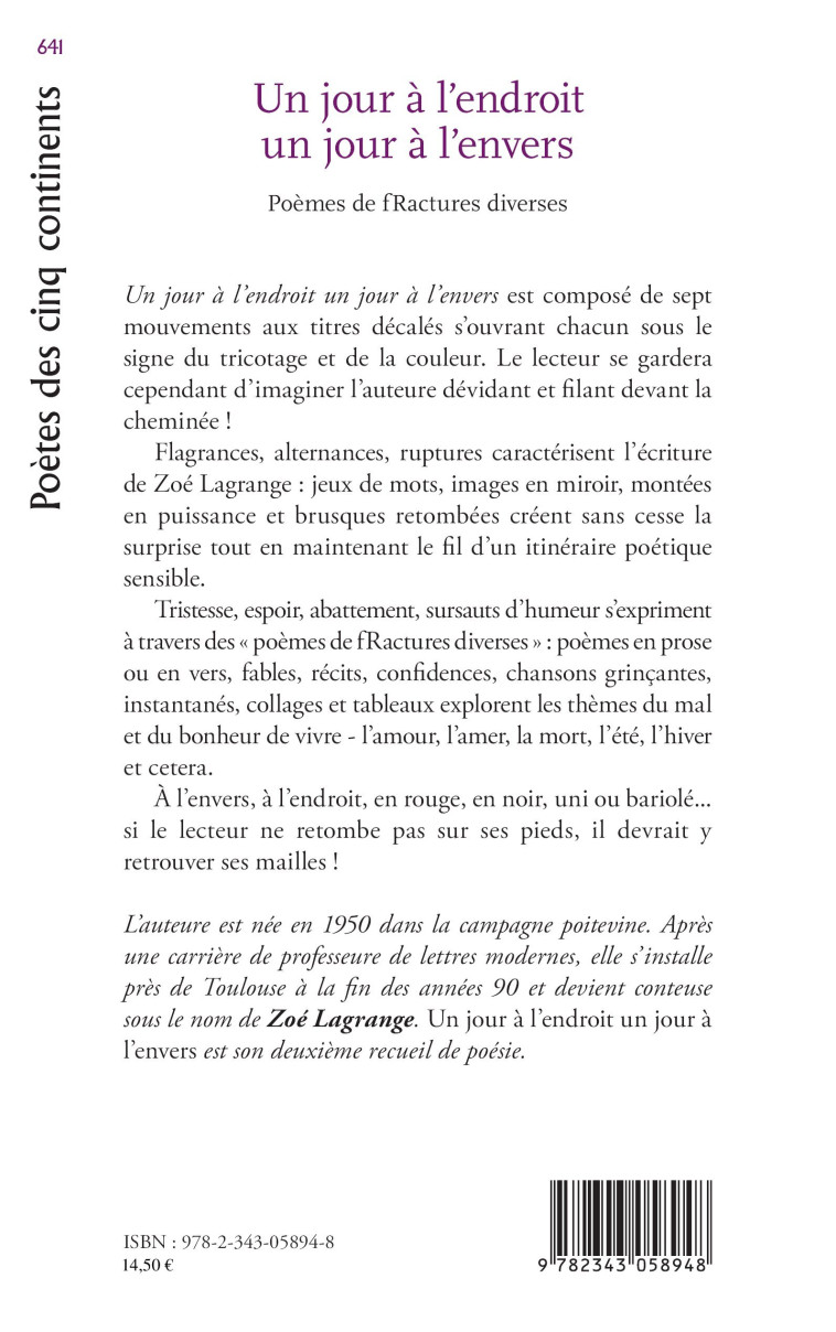 Un jour à l'endroit un jour à l'envers - Zoé Lagrange - L'HARMATTAN