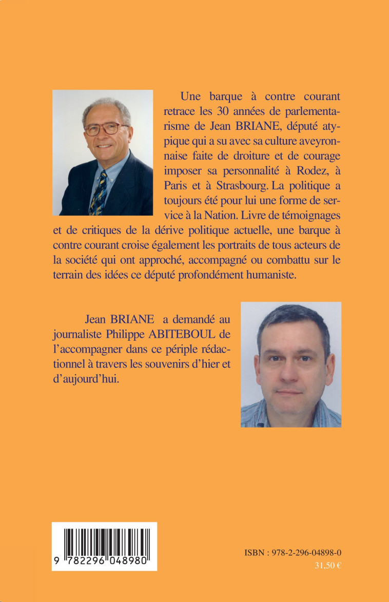 Une barque à contre courant - Jean Briane - L'HARMATTAN