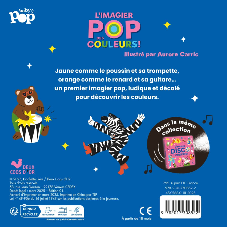 Mon imagier pop des couleurs - Aurore Carric - DEUX COQS D OR