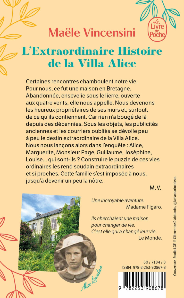 L'Extraordinaire histoire de la Villa Alice - Maële Vincensini - LGF